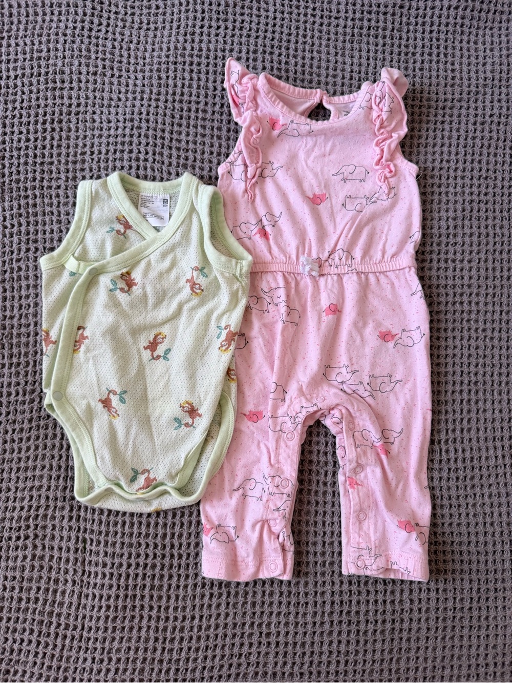 100% Cotton 3-6mo Tank Onsie and Romper - Carters and Uniqlo